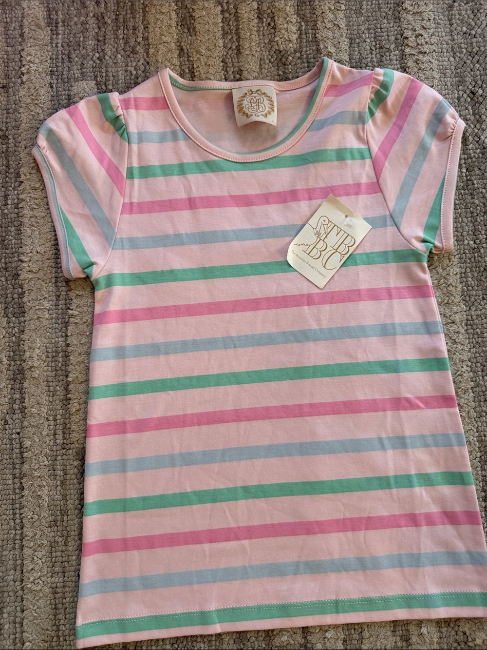Girls' Pastel Stripe Short Sleeve Tee - Pink, Mint & Light Blue